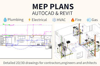 design mep plumbing, electrical, hvac in autocad or revit