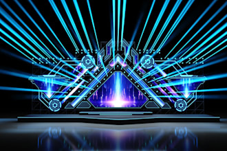 do 3d lighting stage design, event center, married hall, party event design