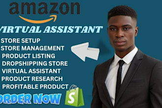 setup amazon store product uploading esty design shopify virtual assistant