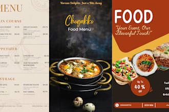 custom food menus, ads, and flyers for restaurants