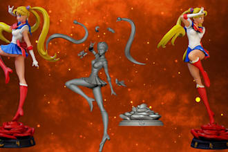 sculpt 3d anime figurine, miniature, 3d action figure, character for 3d printing