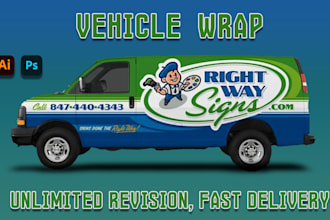 do vehicle wrap design, van wrap design, car wrap, truck wrap, any vehicle wrap