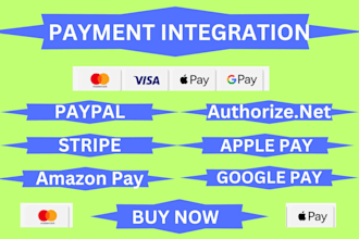integrate and setup apple pay stripe paypal amazon pay and shopify payment