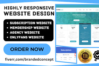 design subscription website membership website agency website onlyfans website