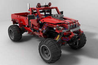 remodel 3d lego jeep VR, afol sport car, 3d military vehicle, hq rendering, moc