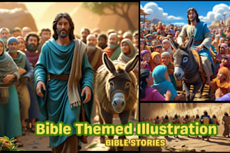 draw 3d bible themed illustration kdp childrens book cover kids bible story book