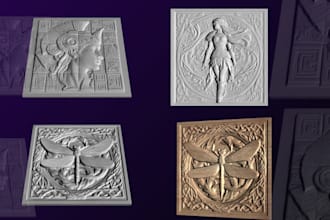 design carved cnc bas relief, 3d cnc laser cutting, wall plague in cad keyshot