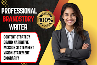 write brand stories, vision and mission statement, about us, bio, brand strategy