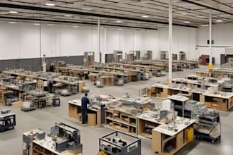 do 3d warehouse ,factory ,product assemble interior and exterior design