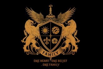 do luxury family crest, heraldic, coat of arms logo or any graphics design