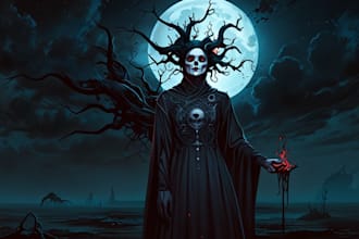 draw a custom dark surrealism for apparel