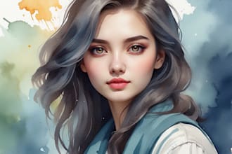 turn your portrait into watercolor digital painting art