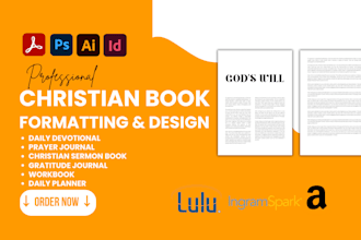 design, format christian ebook, daily devotional, sermon book, prayer journal
