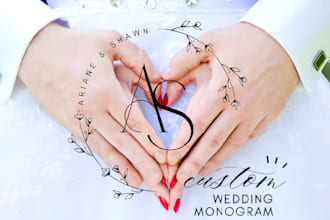 design custom wedding logo, initials and monogram with fast delivery