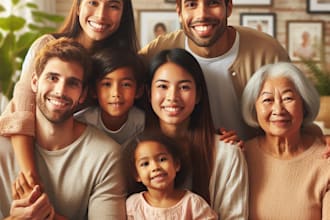 draw a beautiful professional family portrait drawing