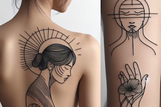 make line art, monoline geometric, minimalist tattoo design