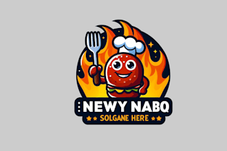 do awesome BBQ mascot logo design with unlimited review