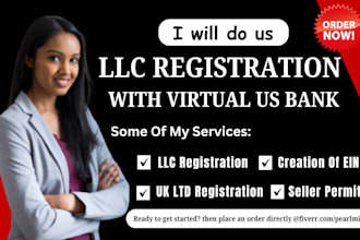do us llc registration, bank acct set up, uk llc debit card, and ein number