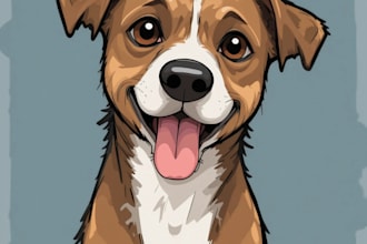 draw your dogs or any pets into cartoon portrait