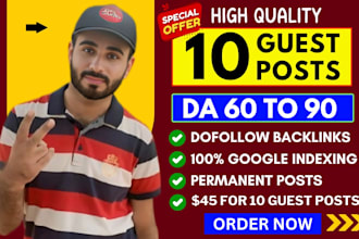 write and publish 10 guest posts, premium guest posting service for SEO baclinks