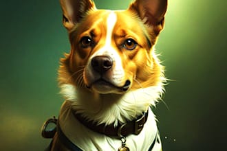 make a unique artwork of a pet portrait in style