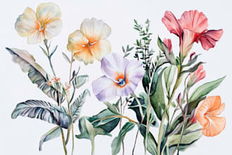 draw realistic botanical watercolor illustration