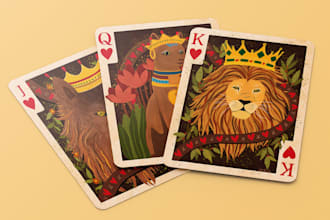 create custom 52 deck of playing card game, poker cards, card box mockup design