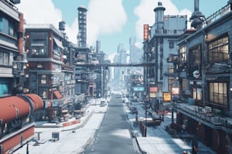 design an illustration of futuristic cyberpunk city