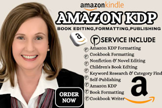 do book formatting for amazon kdp cookbook writer novel or novella ebook editor