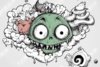 draw doodle art name or merch design