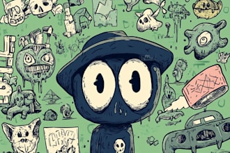 create doodle art with original digital hand drawing