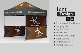 design canopy tent, backdrop, rollup, or business card