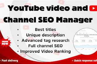 optimize your youtube video, and channel SEO