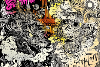 create cartoon doodle art illustration for your project
