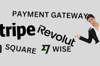create a fully verified shopify payment gateway  stripe,wise,revolut,square,