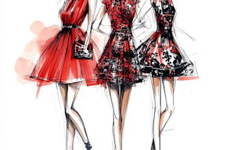 draw a fashion illustration or sketch of a figure in clothes