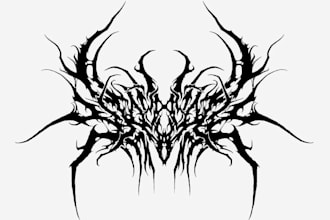draw a detailed, brutal metal band logo