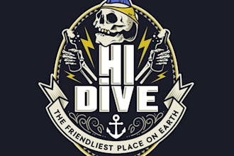 design awesome mascot dive bar logo
