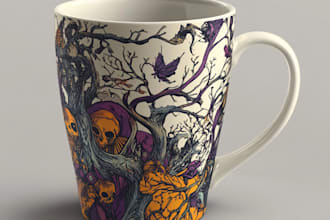 create a custom coffee mug design or coffee cup design