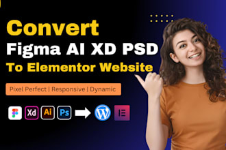 convert figma to wordpress, xd or psd to wordpress, figma to elementor website