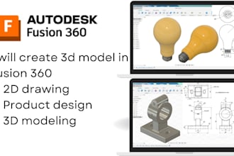 do 3d cad modeling, product design, 2d drawing in fusion 360