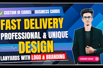 design professional id cards, business cards, and custom lanyard