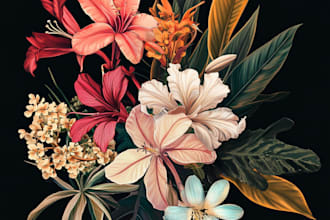 draw botanical illustration of flower logo illustration