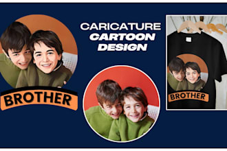 stylish cartoon caricatures for t shirt from your photo