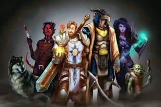 draw dnd, fantasy character, dnd party, and concept art