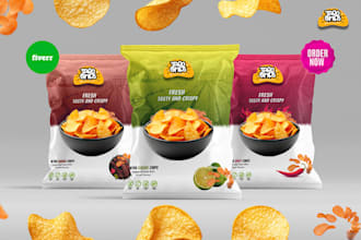 design premium product packaging, labels, product stickers, and pouch design