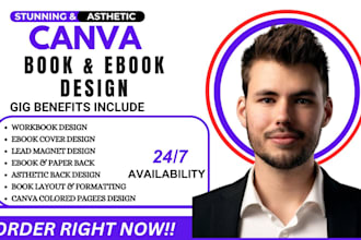 create canva workbook, canva ebook design, workbook design or book formatting