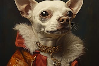 draw black white line art of your pet portrait