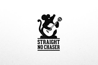 design awesome rat playing guitar logo