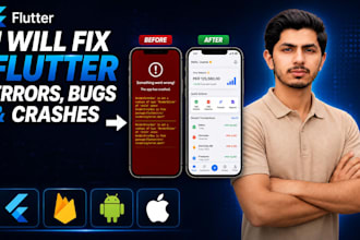 fix flutter app bugs, crashes and firebase errors for android and ios